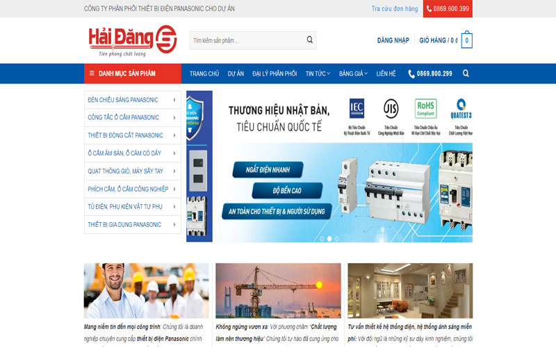 Mẫu website bán dây điện, thiết bị điện tử